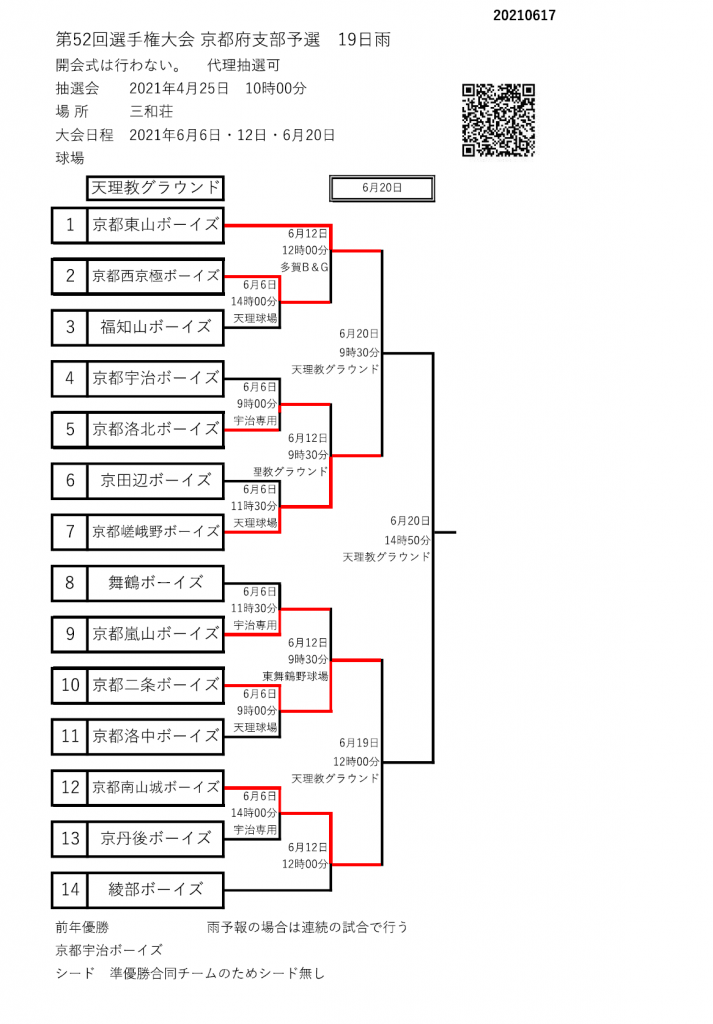 お知らせ☆【Re】【雨天順延0619版】第52回選手権大会京都府支部予選